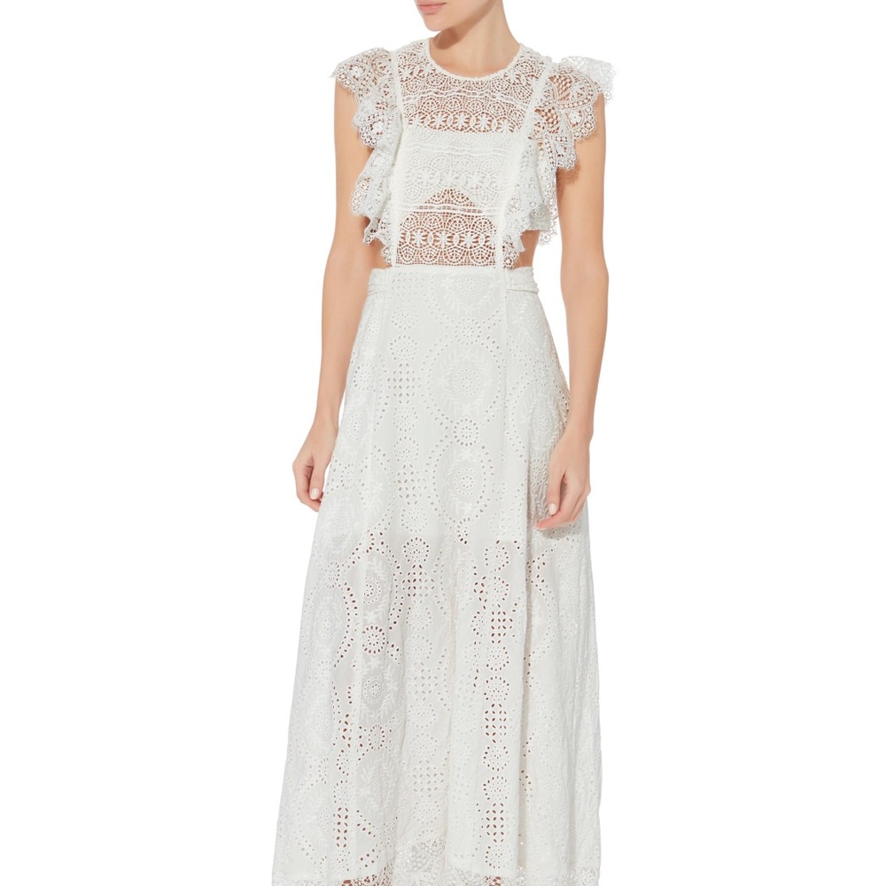 Stunning Nightcap White Eyelet Apron Maxi Dress